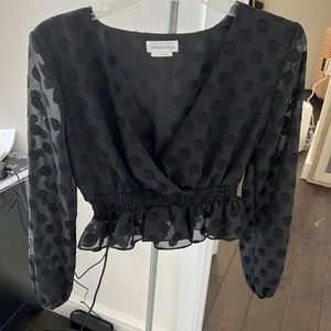 Lovers + Friends Cropped Dot Blouse
